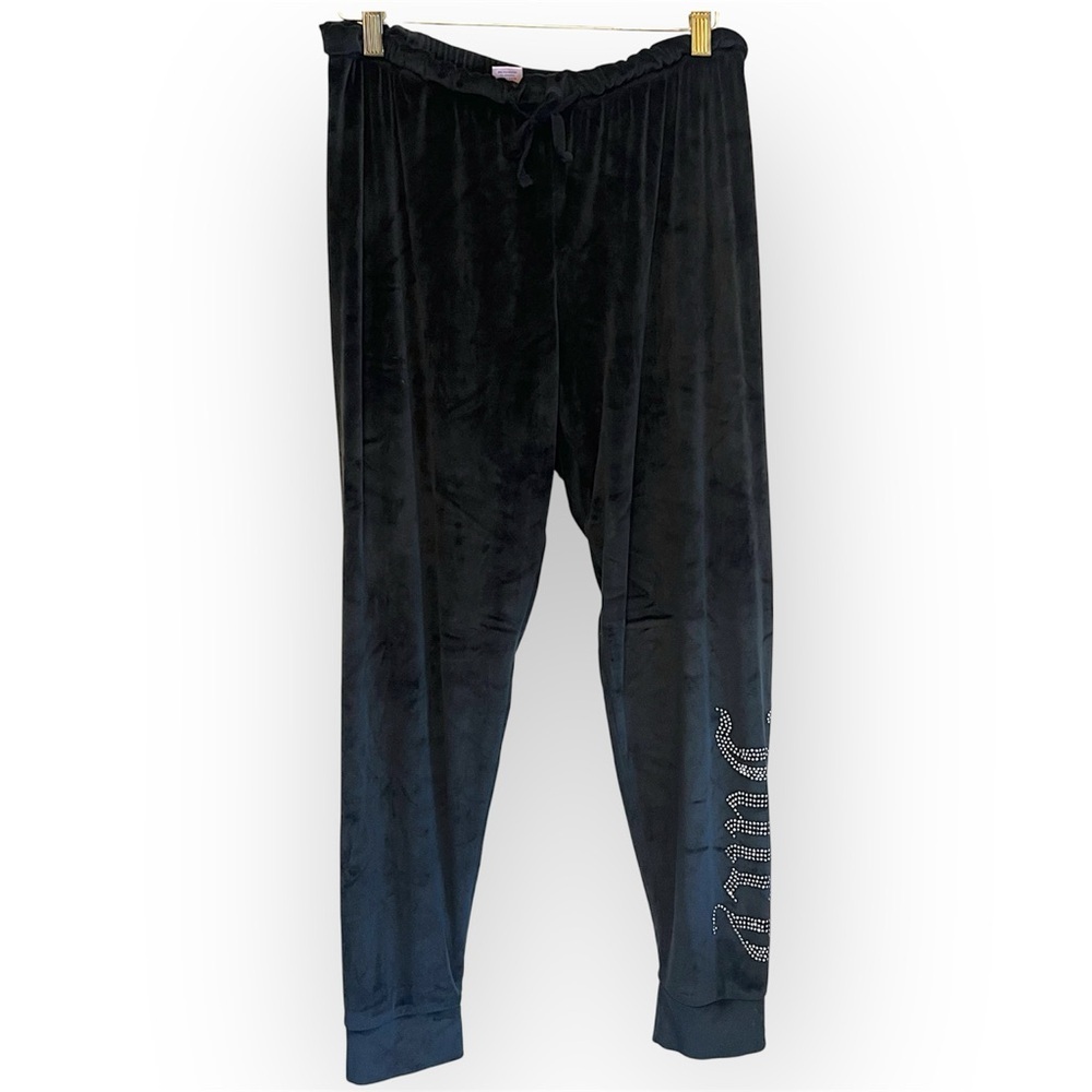 Juicy Couture embellished velour jogger pants, black, pull up size M - Picture 3 of 11